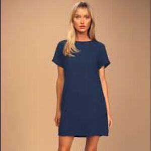 Lulu’s Shift and Shout Navy Blue Shift Dress
